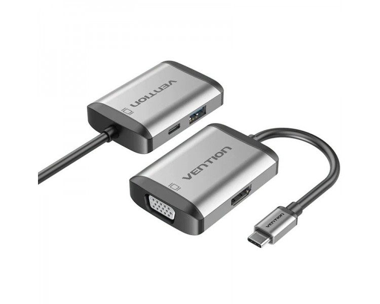 h2Conversor USB tipo C a HDMI VGA USB30 PD 015 M tipo de metal gris h2divh2Conectese a un televisor de pantalla grande h2pInter