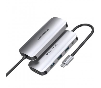 h2Vention Hub USB tipo C 5 en 1 con salida HDMI 4K puertos USB 30 de 5 Gbps y suministro de energia USB C de carga rapida THFHB