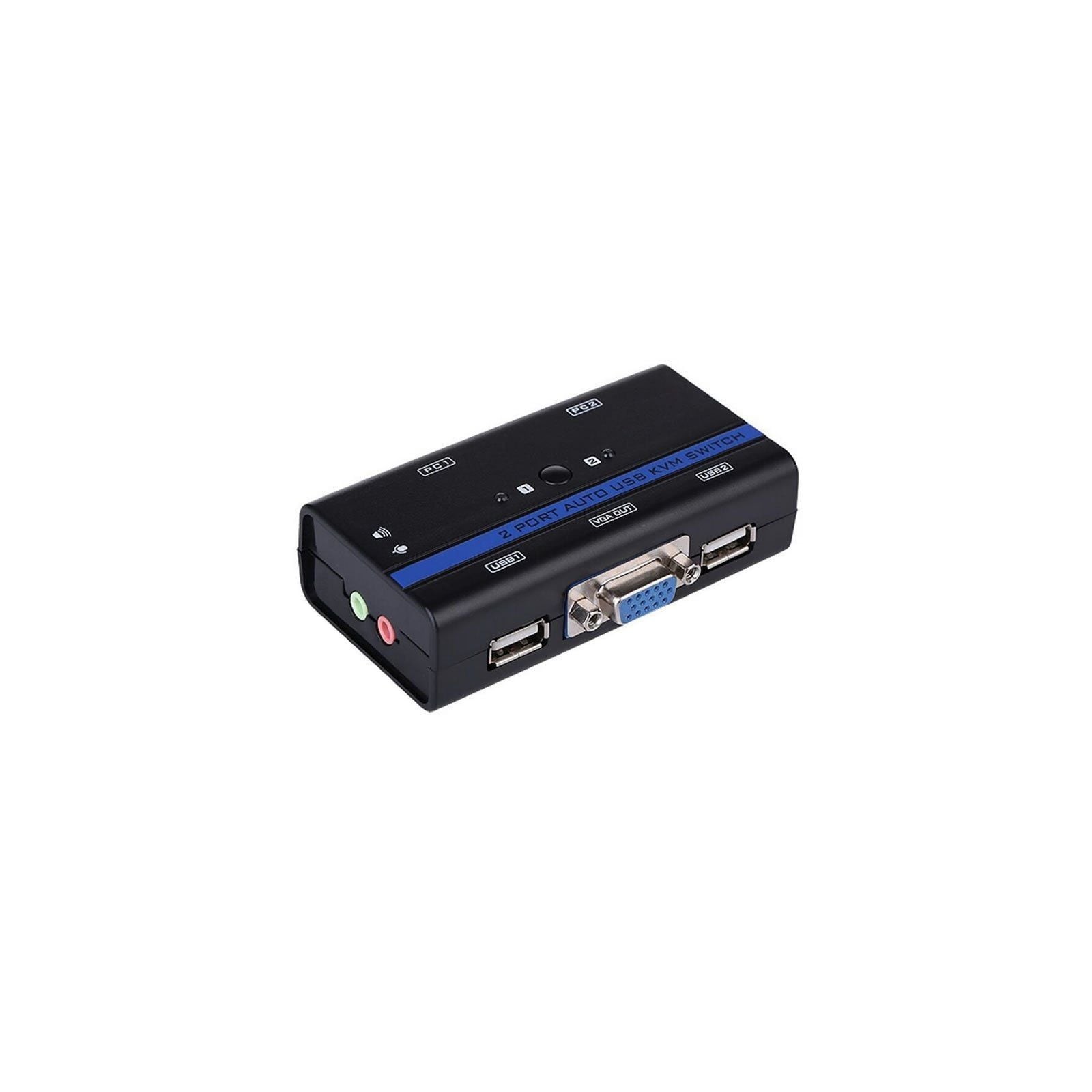 p pdivh2AISENS 8211 Conmutador KVM VGA USB 1U 2PCcable Color negro Para controlar dos CPUs con solo una pantalla un teclado y r