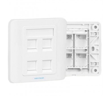 h2Placa de pared con conector Keystone de 4 puertos Vention tipo 86 h2pEl Wall Plate de 4 puertos Keystone RJ45 Jack de Vention