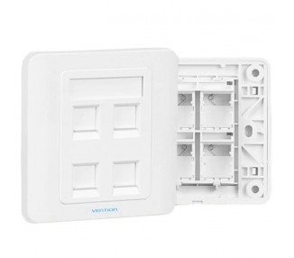 h2Placa de pared con conector Keystone de 4 puertos Vention tipo 86 h2pEl Wall Plate de 4 puertos Keystone RJ45 Jack de Vention