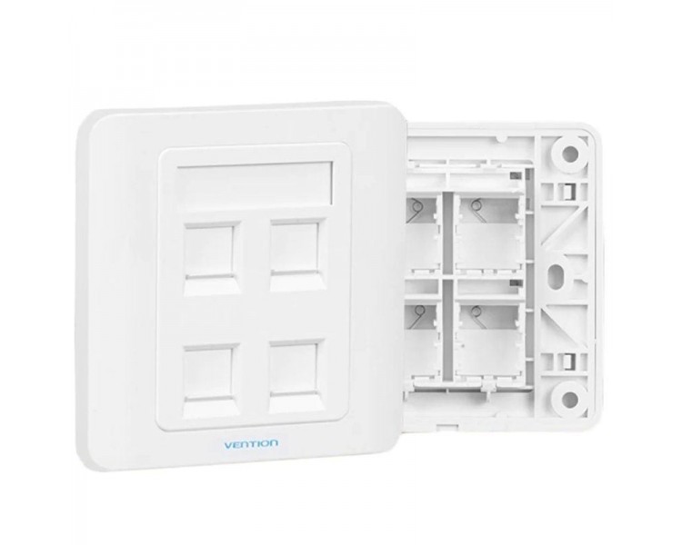 h2Placa de pared con conector Keystone de 4 puertos Vention tipo 86 h2pEl Wall Plate de 4 puertos Keystone RJ45 Jack de Vention