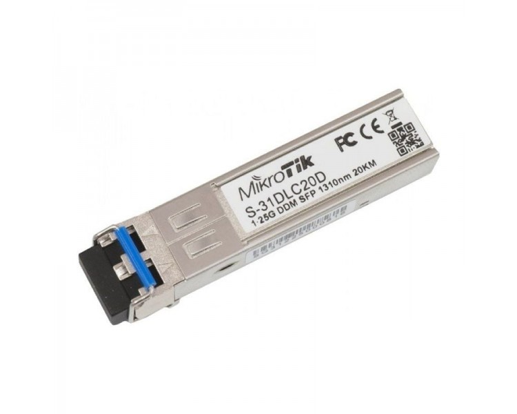 ph2Mikrotik S31DLC20D SFP module 125G SM 20km 1310nm h2S 31DLC20D es un transceptor SFP de 125G SFP 1310nm con conector Dual LC