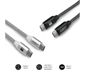 CABLE SUBBLIM 2X PREMIUM USB C TO USB C ALU BLACK SILVER