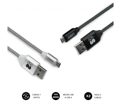 CABLE SUBBLIM 2X PREMIUM MICRO USB 24A 1M ALU BLACK SILVER