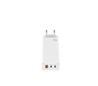 LEOTEC CARGADOR 65W GaN CARGA RAPIDA 2 USB TIPO C PD 1 USB A BLANCO