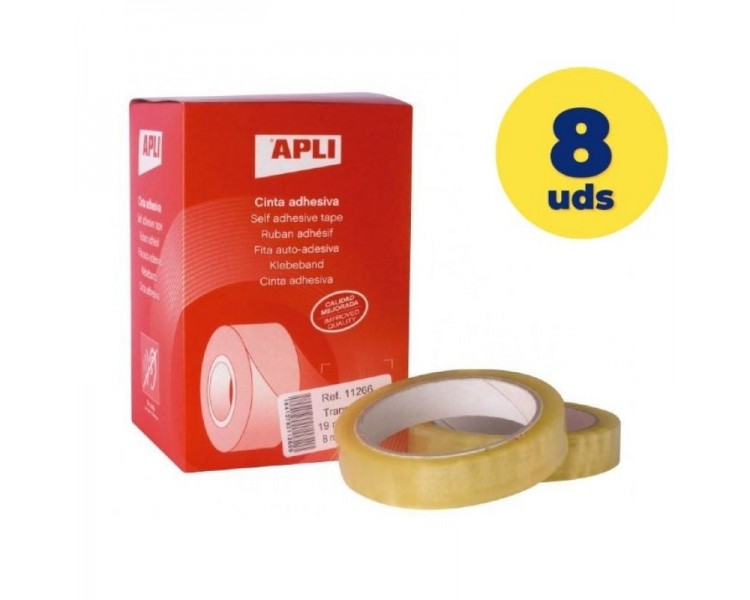 ppCinta adhesiva transparente 19 mm x 66 m de uso universal Film resistente de 28 micras y desenrollado silencioso Buena transp