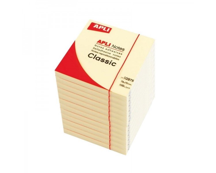 pBloc de 100 hojas de notas adhesivas de 75 x 75 mm en color amarillo estandar Las notas Classic estan fabricadas con papel cer