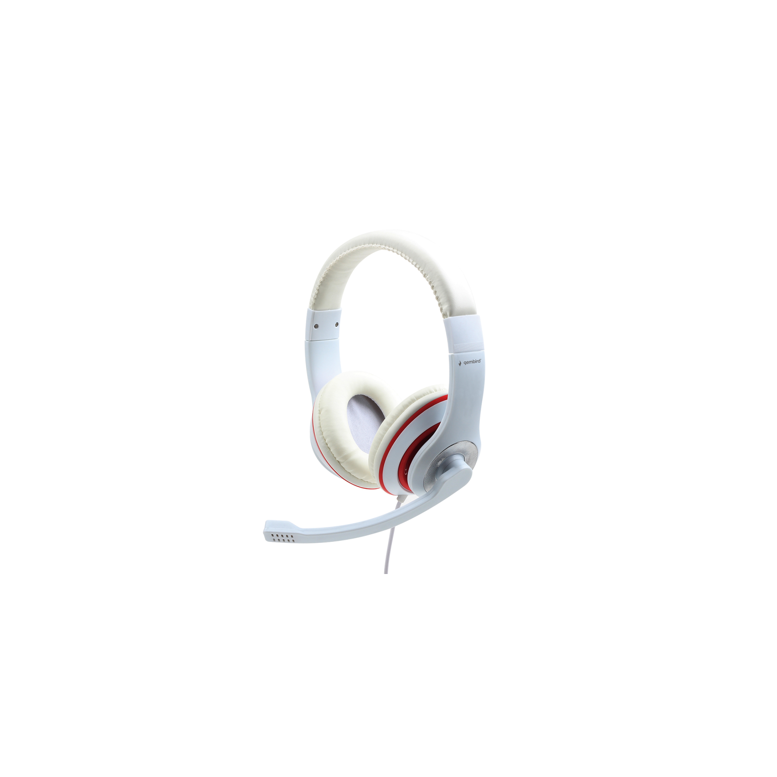 AURICULARES ESTEREO GEMBIRD COLOR BLANCO CON ARO ROJO