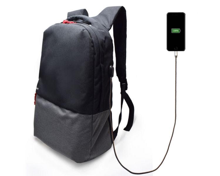 MOCHILA EWENT PARA PORTATIL 173 NEGRA CON PUERTO DE CARGA USB