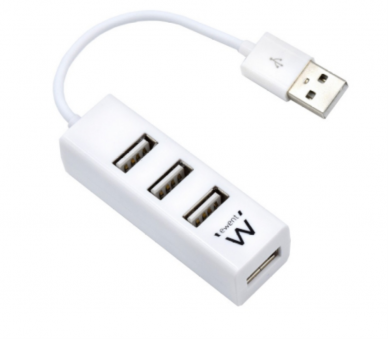 HUB EWENT USB 20 HIGH SPEED USB A 4 PUERTOS BLANCO