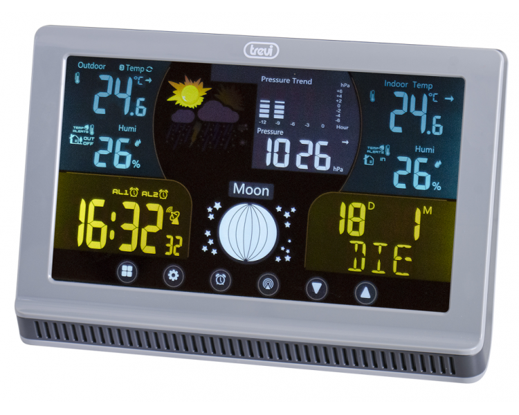 ESTACIoN METEOROLoGICA CON SENSOR EXTERNO Y CONTROLES TaCTILES TREVI ME 3P70 RC