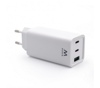 CARGADOR EWENT USB C AC PD 2 PUERTOS USB C Y 1 USB A QC30 65 W BLANCO