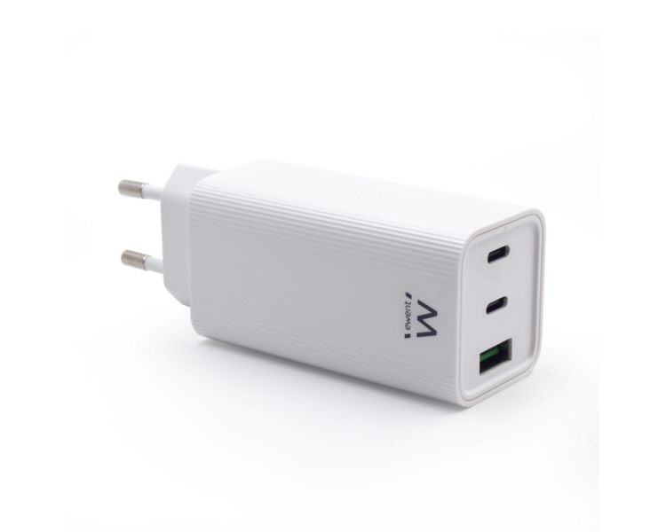 CARGADOR EWENT USB C AC PD 2 PUERTOS USB C Y 1 USB A QC30 65 W BLANCO