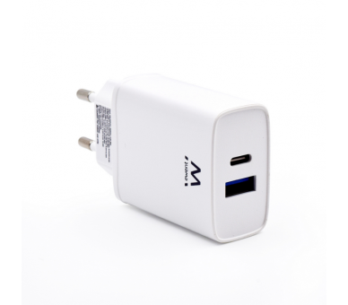 CARGADOR EWENT USB C Y USB A QC30 AC PD 2 PUERTOS 20W BLANCO