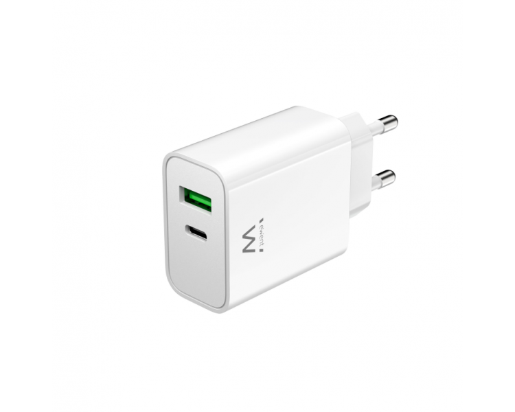 CARGADOR EWENT USB C Y USB A QC30 AC PD 2 PUERTOS 30 W BLANCO