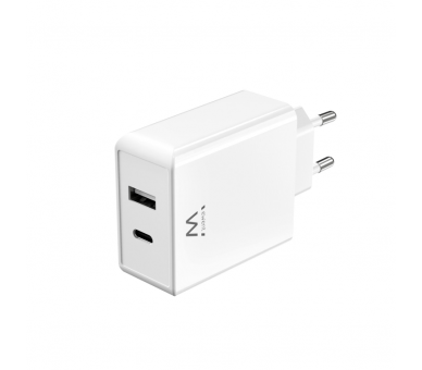 CARGADOR EWENT USB C Y USB A GANFAST 2 PUERTOS 45 W BLANCO