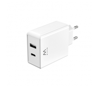 CARGADOR EWENT USB C Y USB A GANFAST 2 PUERTOS 45 W BLANCO