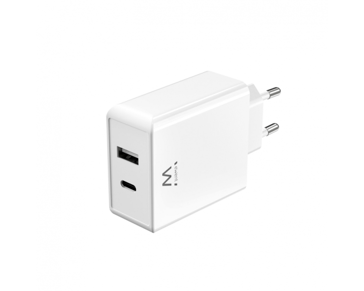 CARGADOR EWENT USB C Y USB A GANFAST 2 PUERTOS 45 W BLANCO