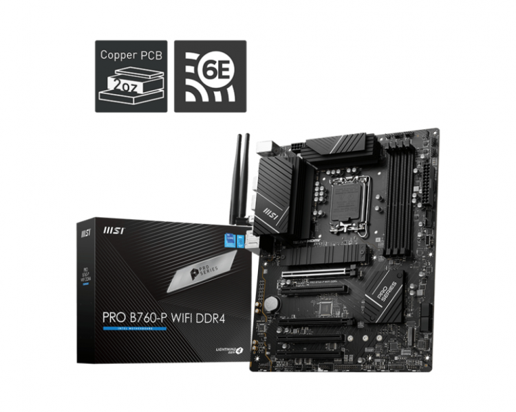 PLACA BASE MSI PRO B760 P WIFI 1700 ATX 4XDDR4