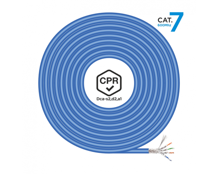 BOBINA CABLE RED AISENS RJ45 LSZH CPR Dca CAT7 SFTP 305M AZUL