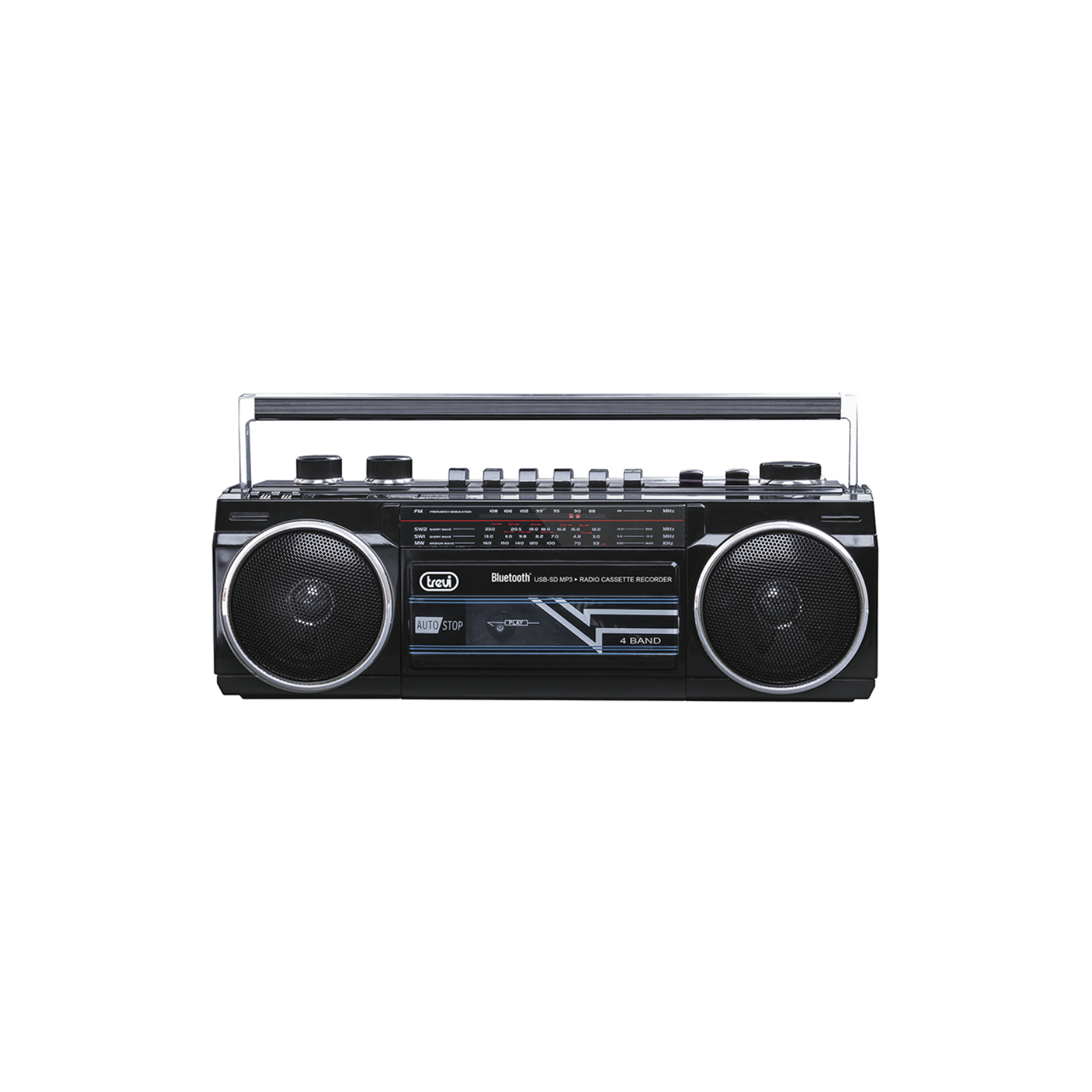 RADIO GRABADORA PORTaTIL USB SD BLUETOOTH CASSETTE TREVI RR 501 BT NEGRO