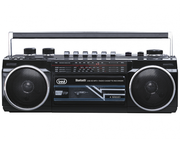 RADIO GRABADORA PORTaTIL USB SD BLUETOOTH CASSETTE TREVI RR 501 BT NEGRO