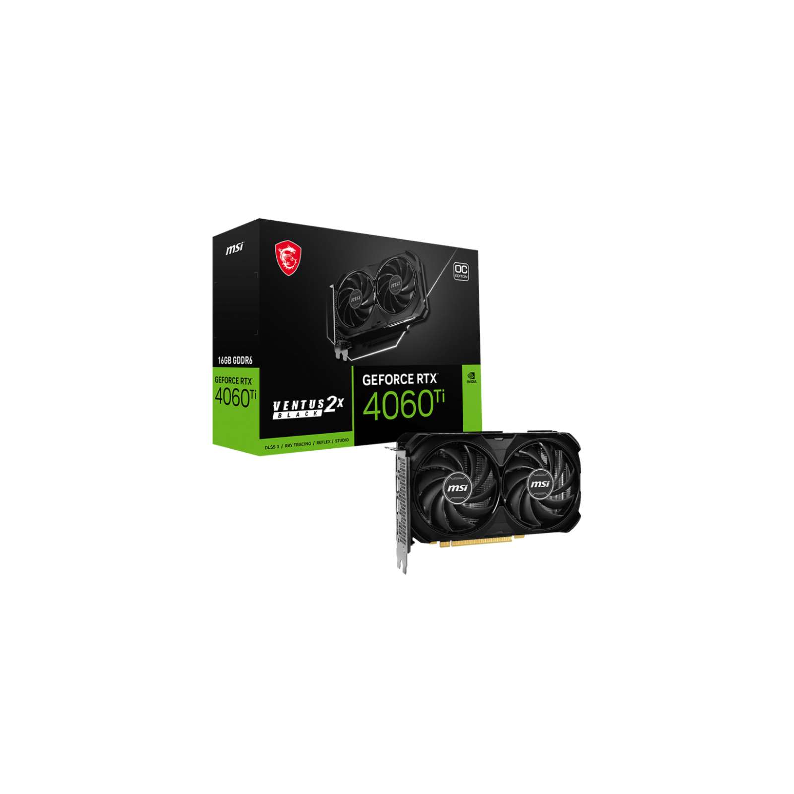 TARJETA GRAFICA MSI RTX 4060TI VENTUS 2X BLACK 16GB OC