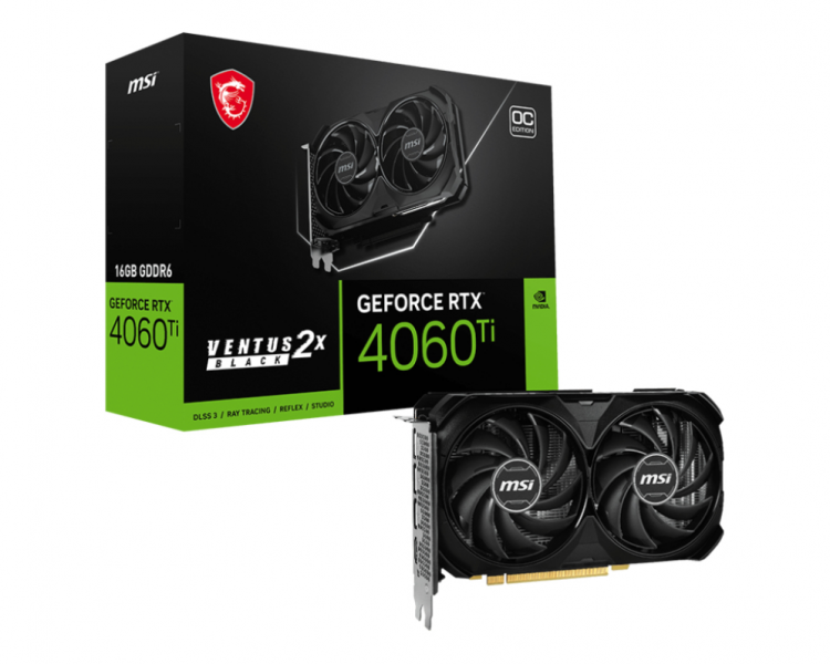 TARJETA GRAFICA MSI RTX 4060TI VENTUS 2X BLACK 16GB OC