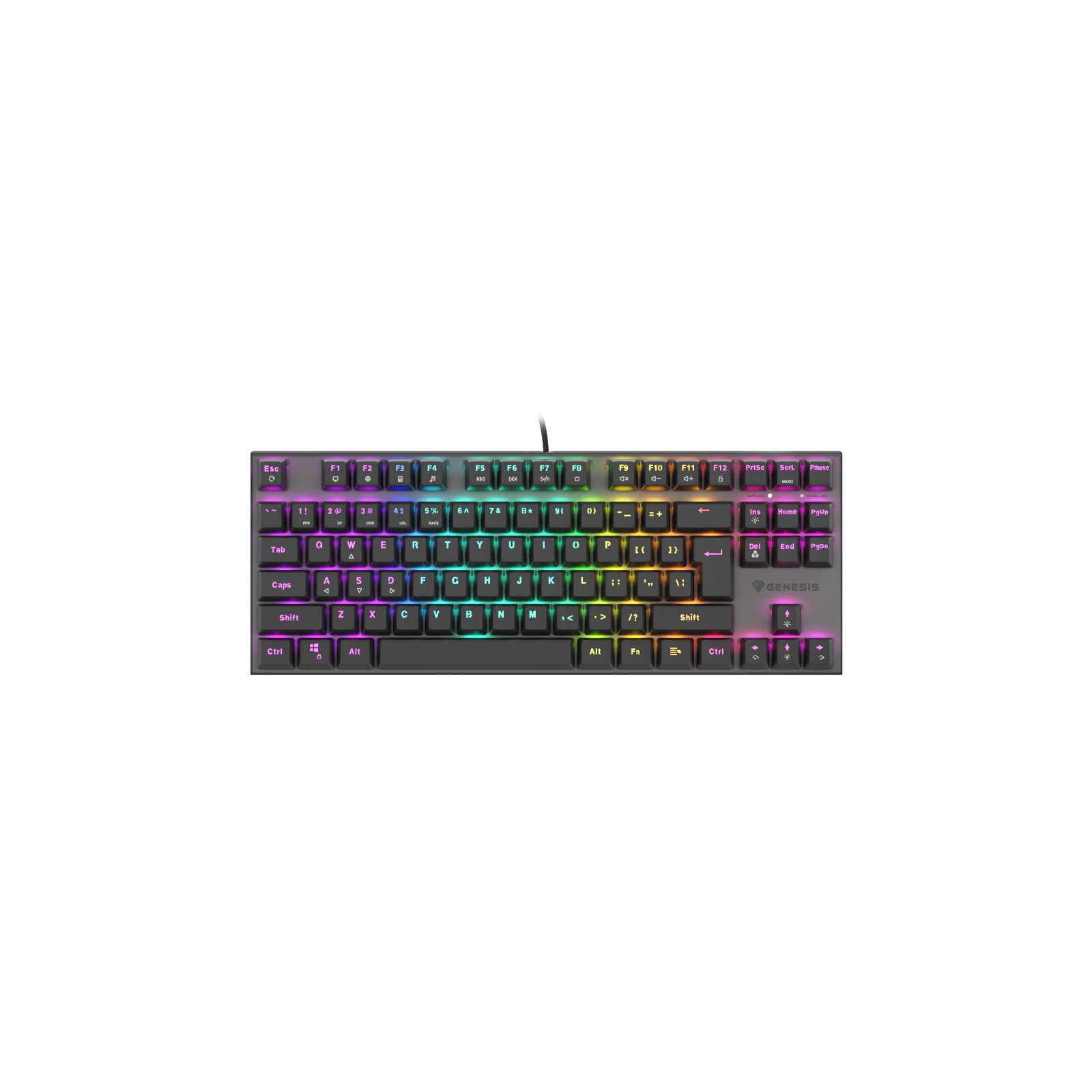 TECLADO GAMING GENESIS THOR 303 TKL RGB NEGRO MECANICO SWITCH OUTEMU ROJO