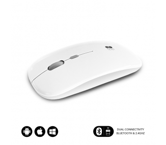 RATON SUBBLIM DUAL FLAT MOUSE WHITE RECHARGEABLE