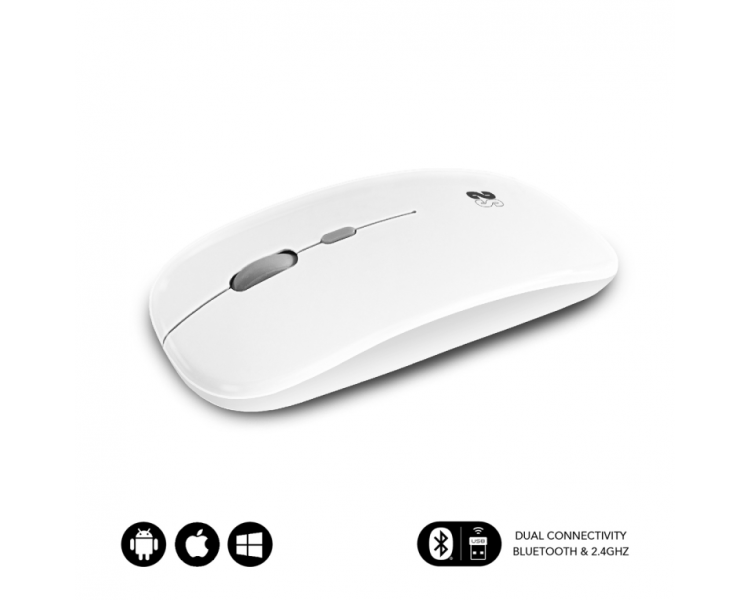 RATON SUBBLIM DUAL FLAT MOUSE WHITE RECHARGEABLE