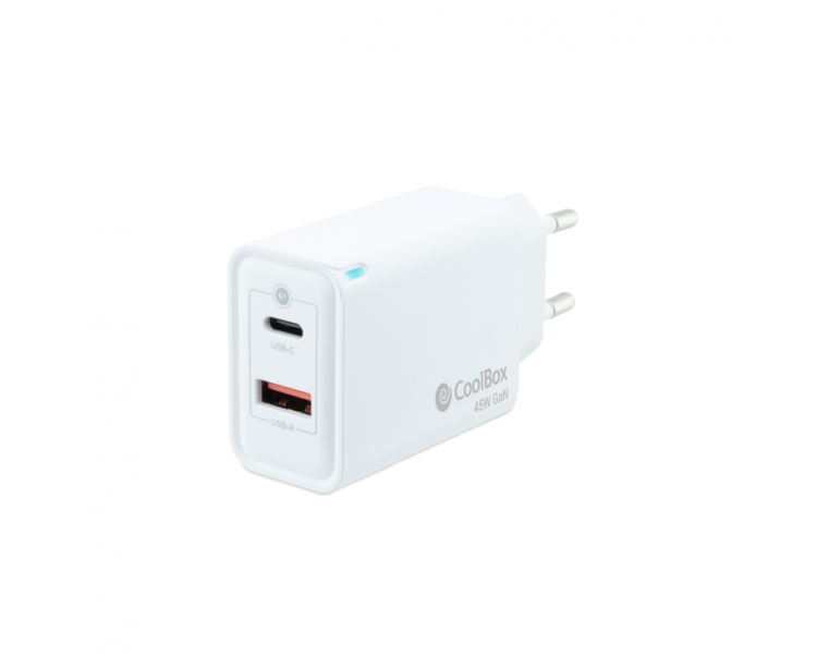 CARGADOR COOLBOX GAN 45W USB C USB A PARED