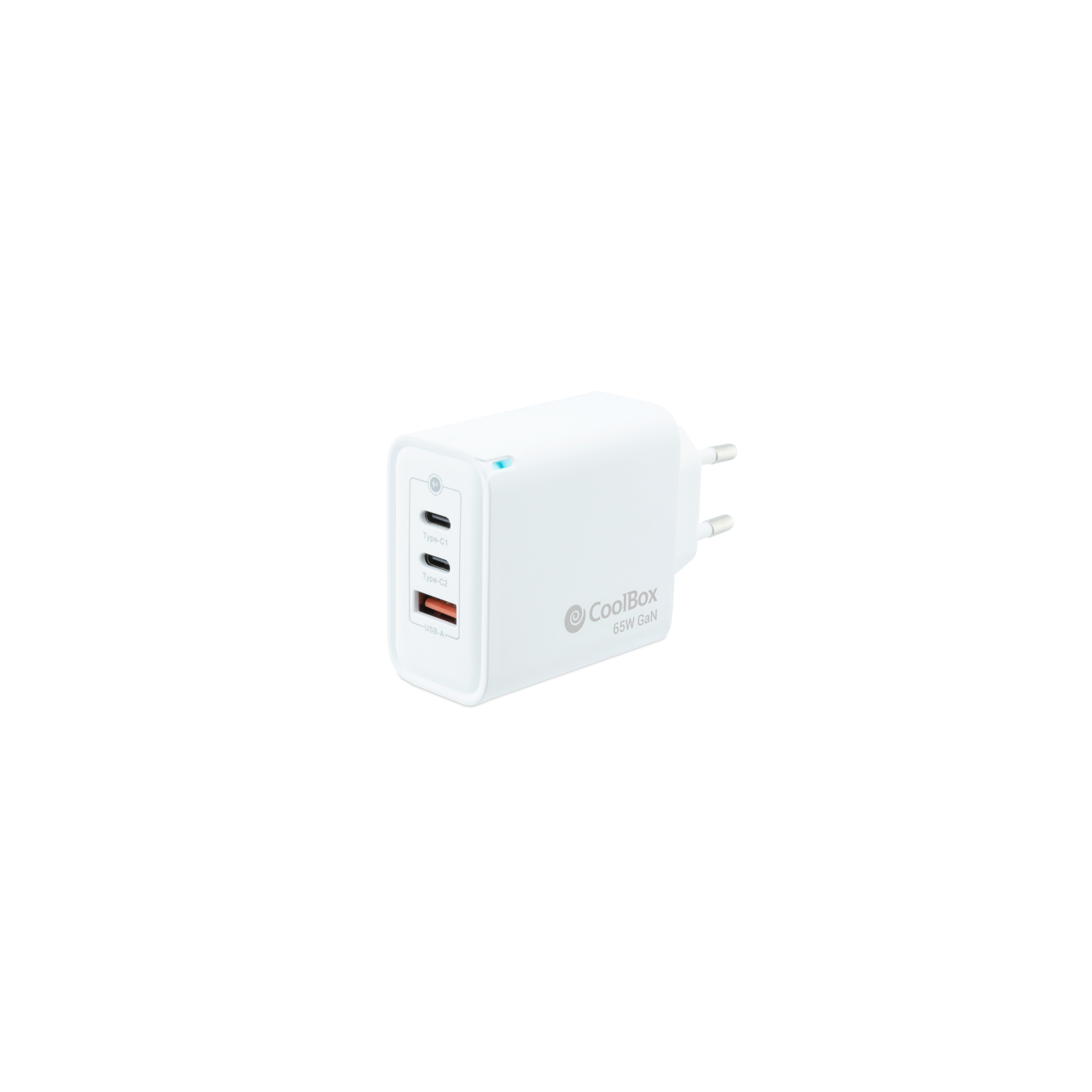 CARGADOR COOLBOX GAN 65W USB C USB C USB A PARED