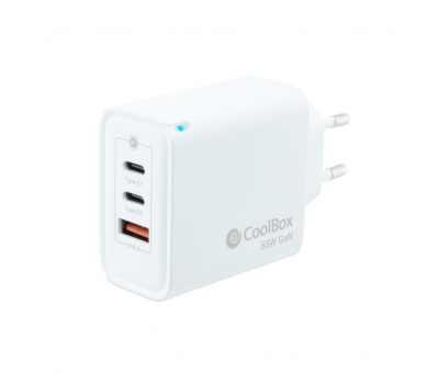 CARGADOR COOLBOX GAN 65W USB C USB C USB A PARED