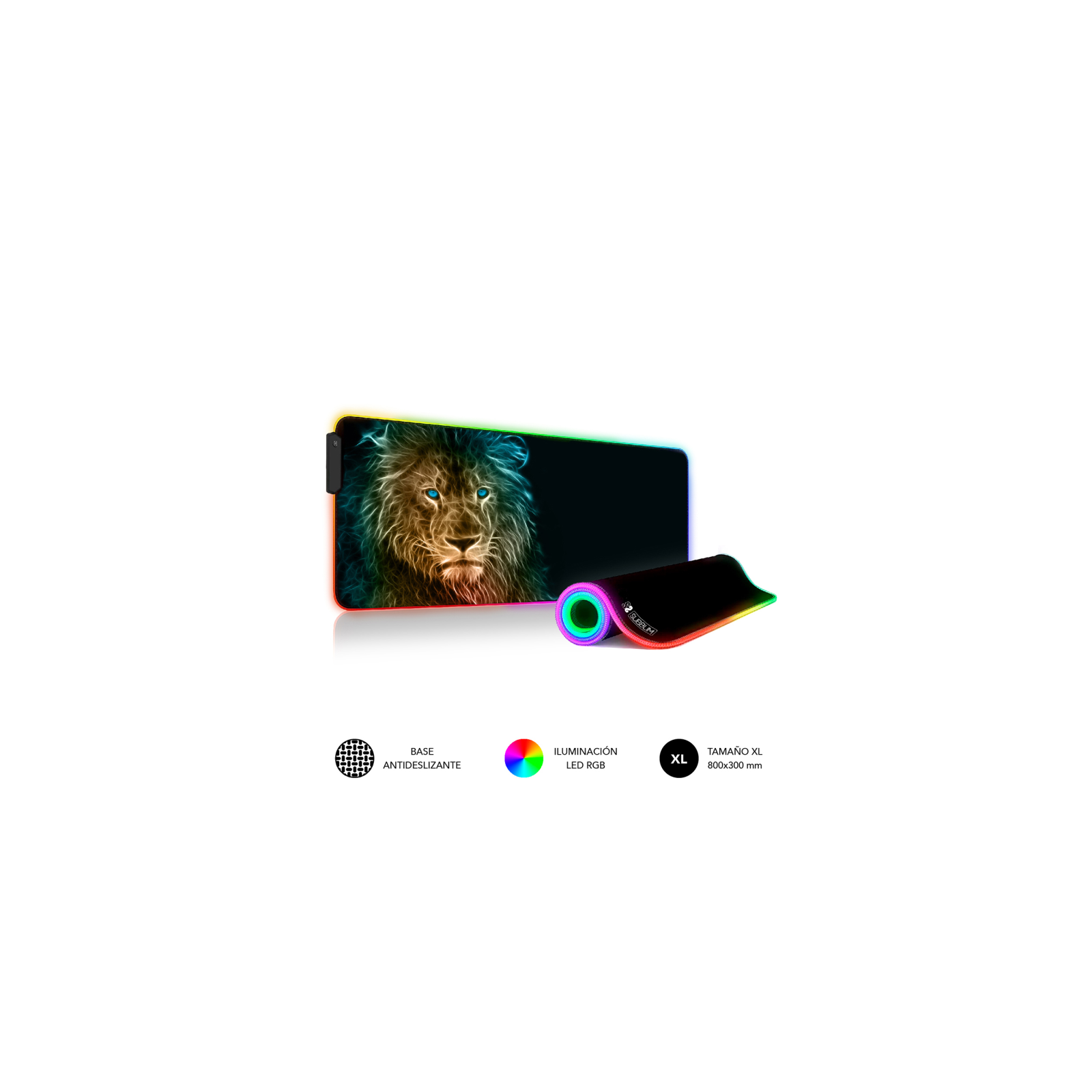 ALFOMBRILLA SUBBLIM MOUSE PAD PREMIUM LED RGB LION 800X300X4