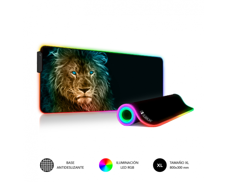 ALFOMBRILLA SUBBLIM MOUSE PAD PREMIUM LED RGB LION 800X300X4