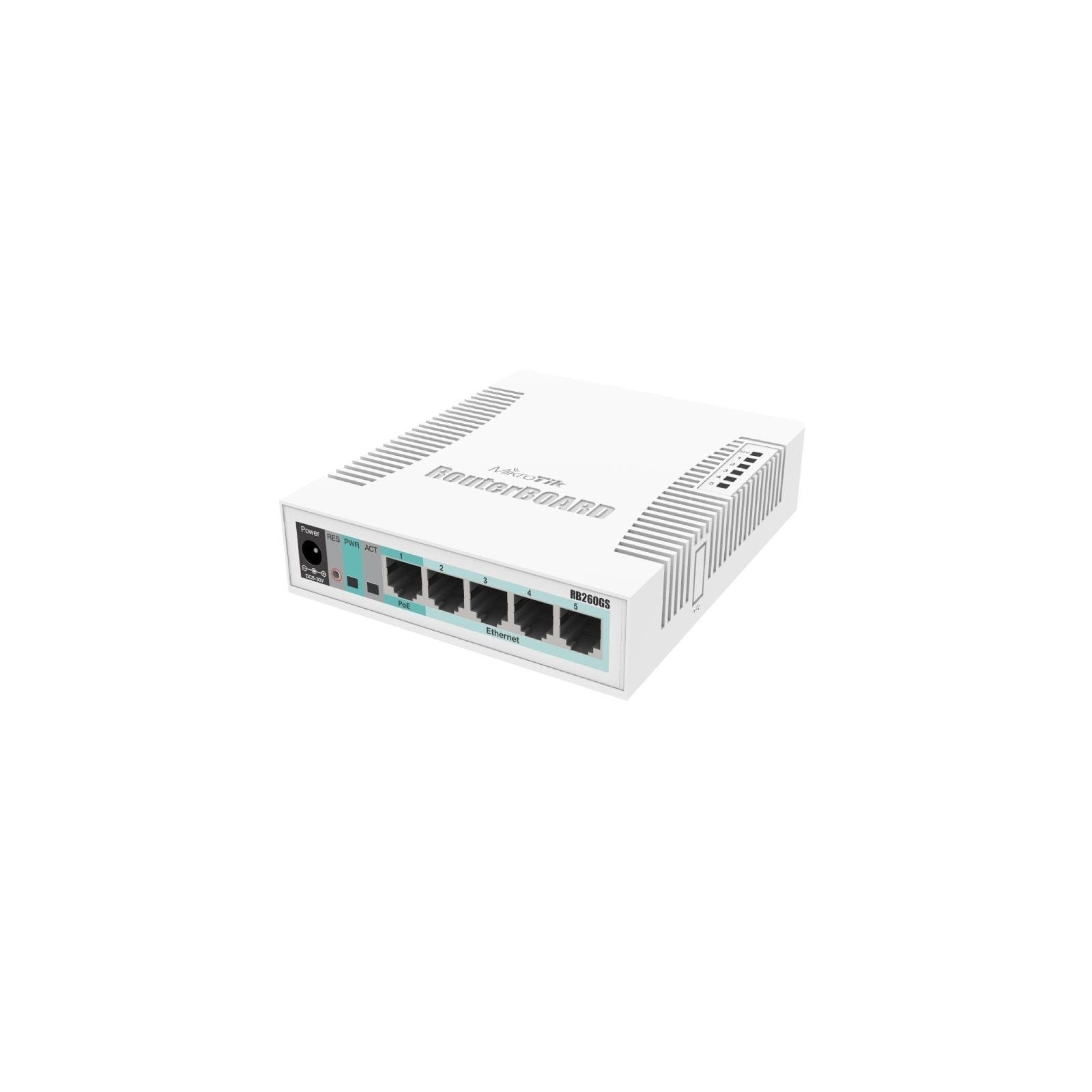 ph2RB260GS h2bConmutador inteligente 5x Gigabit Ethernet jaula SFP caja de plastico SwOS bbrEl RB260GS es un pequeno conmutador