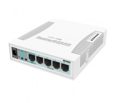 ph2RB260GS h2bConmutador inteligente 5x Gigabit Ethernet jaula SFP caja de plastico SwOS bbrEl RB260GS es un pequeno conmutador