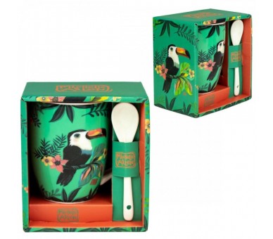 Taza ceramica con cuchara enesco tucan