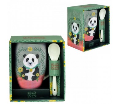 Taza ceramica con cuchara enesco panda