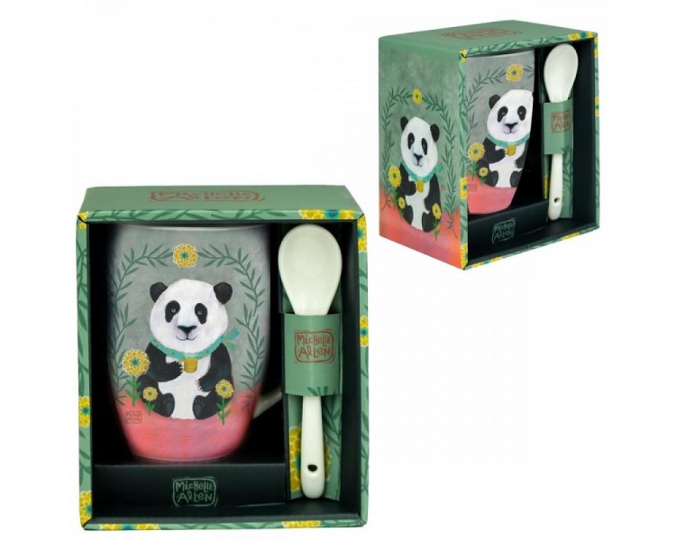 Taza ceramica con cuchara enesco panda