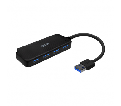 HUB AISENS USB 30 TIPO A M 4XTIPO A H NEGRO 15CM