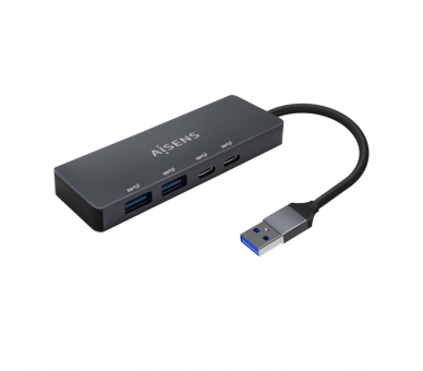 HUB AISENS USB 32 GEN1 5G USB A M 2XUSB C H 2XUSB A H GRIS 15CM