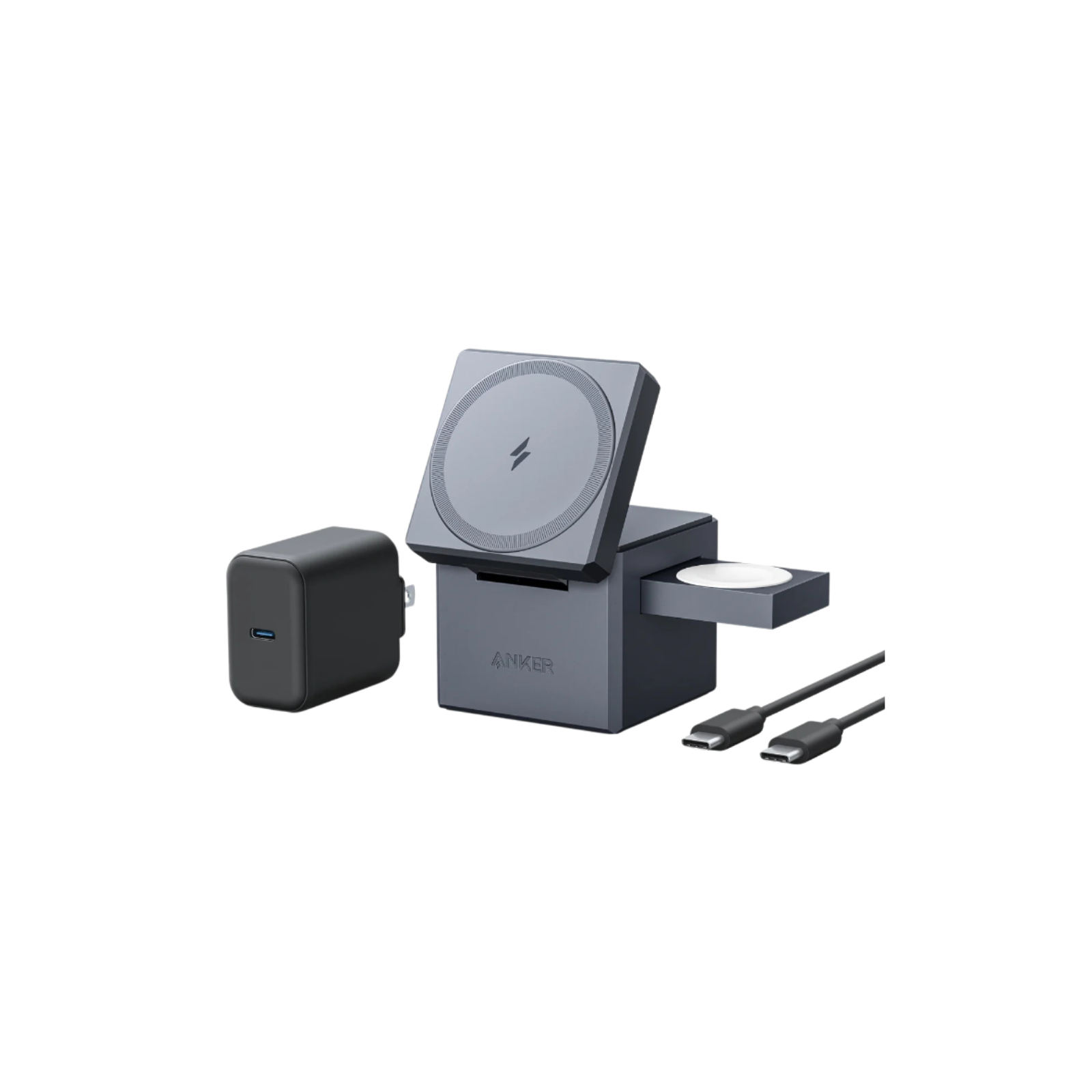 CARGADOR ANKER 3 EN 1 CON MAGSAFE CUBO GRIS