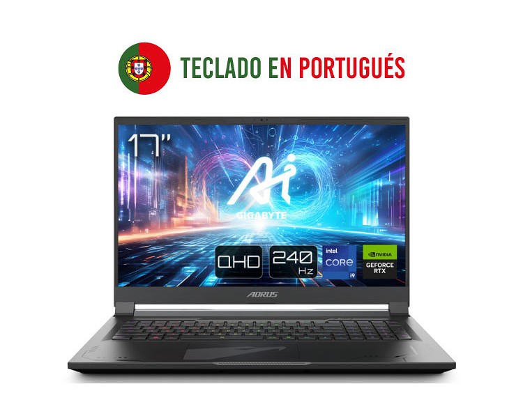 PORTATIL GIGABYTE AORUS 17X AZF D5PT665SH I9 13980HX 4070 32GB 2TB 17 W11H