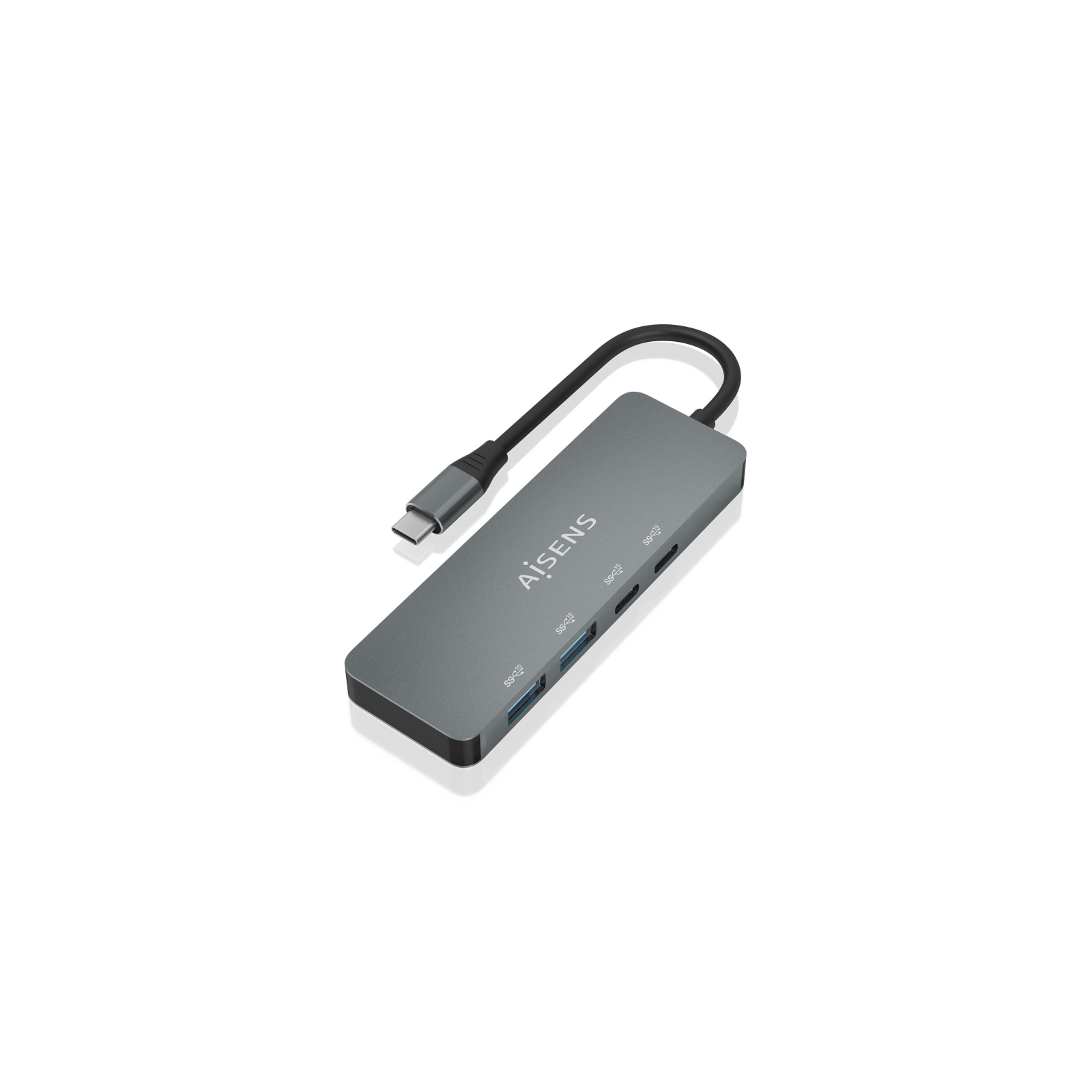 HUB AISENS USB 32 GEN2 10G USB C M 2XUSB C H 2XUSB A H 15CM GRIS