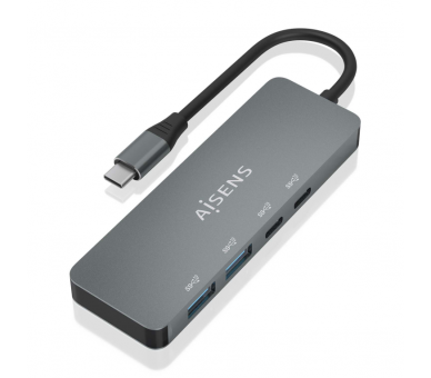 HUB AISENS USB 32 GEN2 10G USB C M 2XUSB C H 2XUSB A H 15CM GRIS