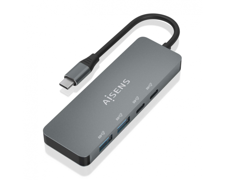 HUB AISENS USB 32 GEN2 10G USB C M 2XUSB C H 2XUSB A H 15CM GRIS