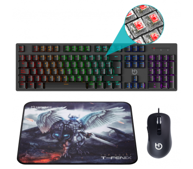 PACK HIDITEC TECLADO GAMING GK400RATON BLITZ ALFOMBRILLA T FENIX M